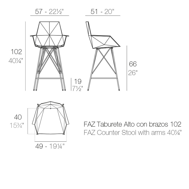 Faz - Bar Stool 57X51X102 Cm