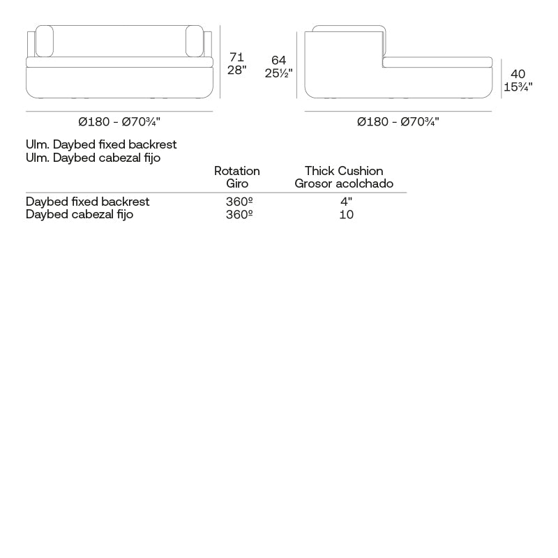 Ulm Daybed Fixed Backrest