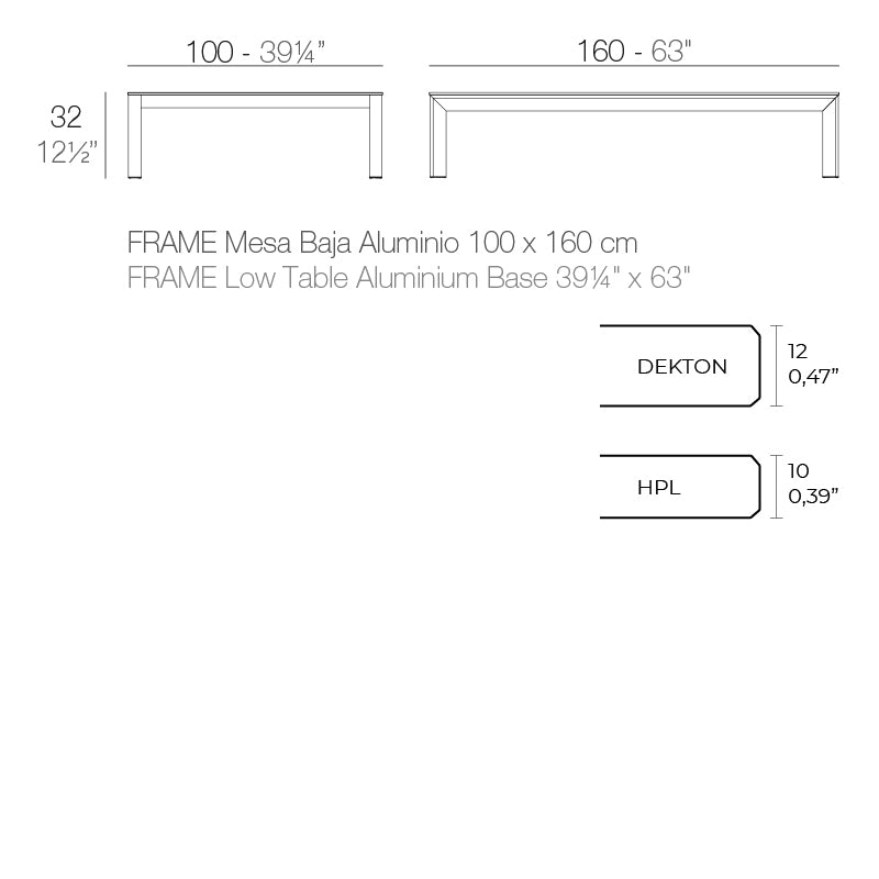 Frame Aluminium Table 160X100X32