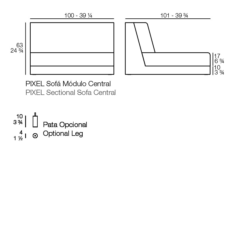 Pixel Sectional Low Armless
