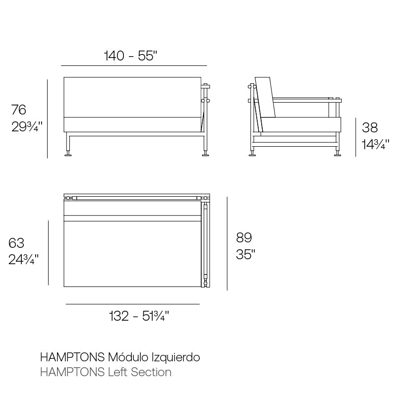 Hamptons Sectional Left Armrest
