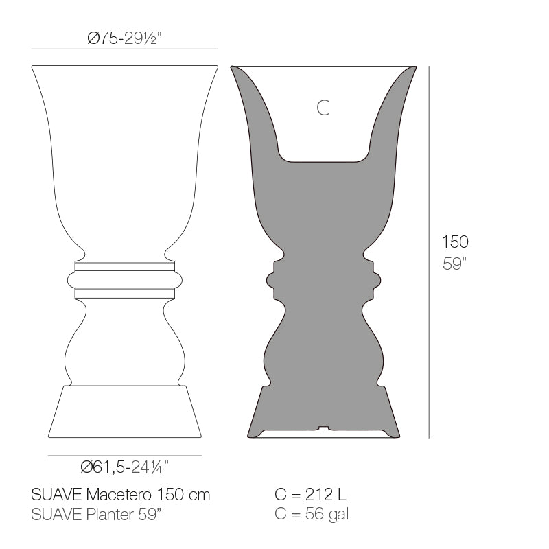 Suave Planter Ø75X150 Cm