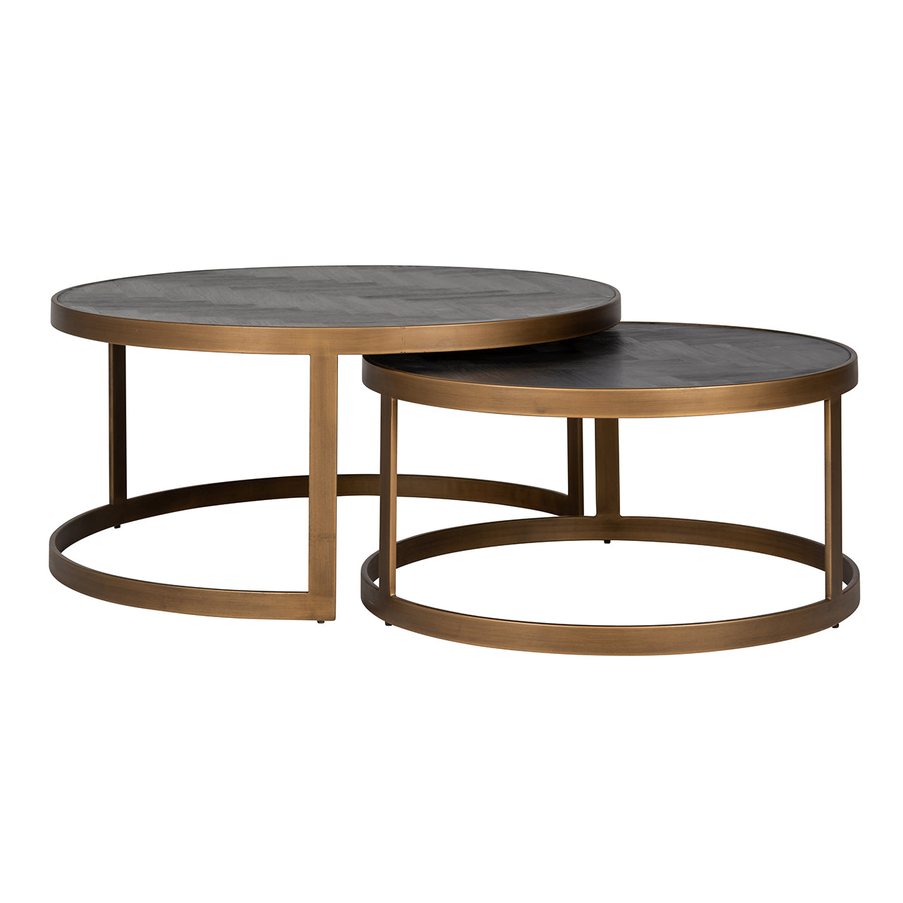 Coffee table Blackbone brass set of 2 (Black rustic)