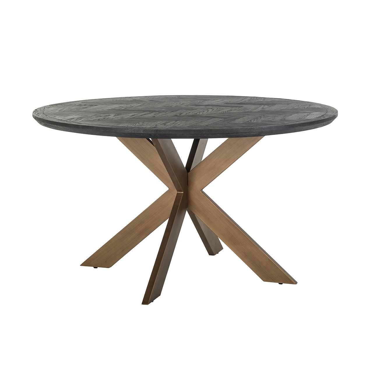 Dining table Blackbone brass 140Ø (Black rustic)