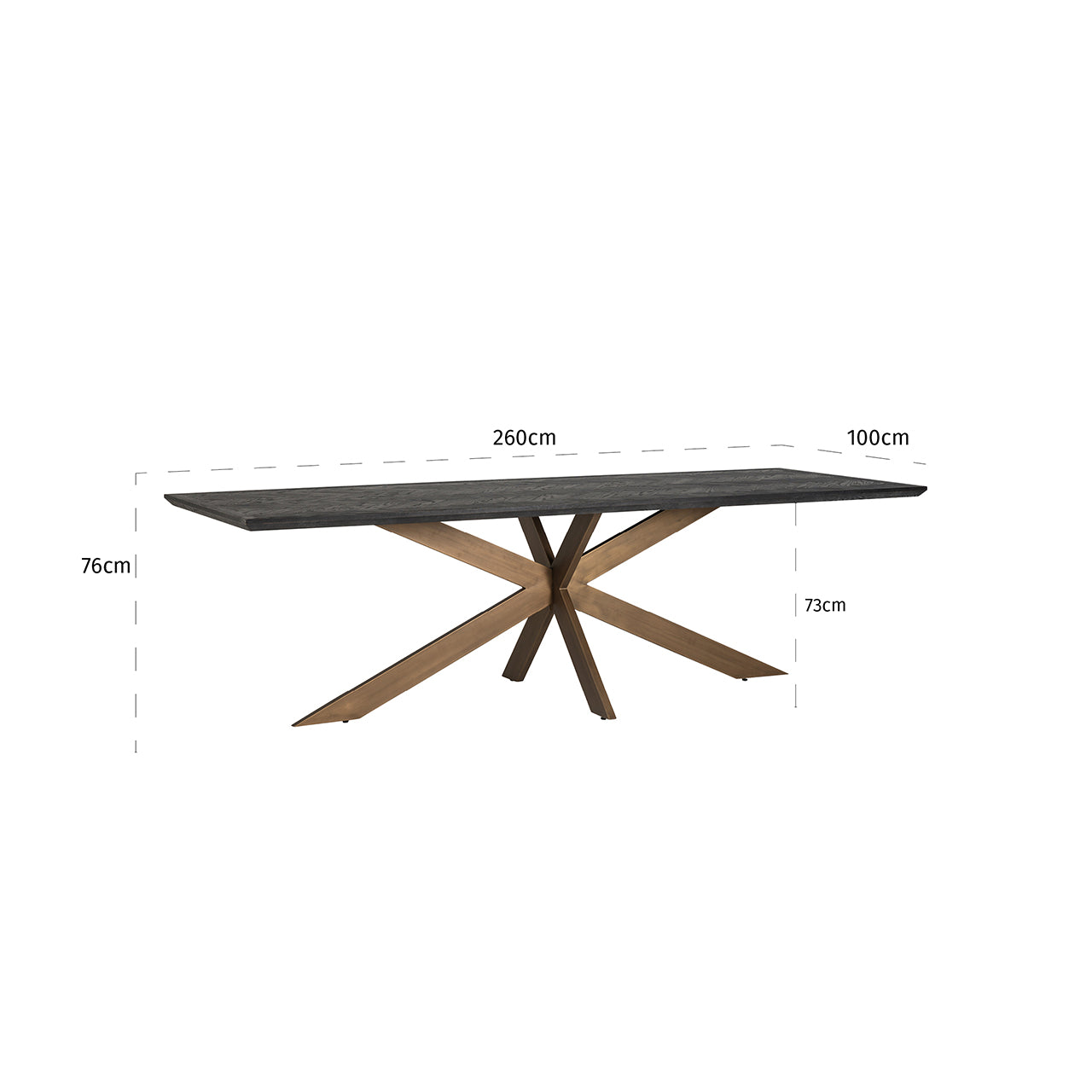Dining table Blackbone brass 260 (Black rustic)