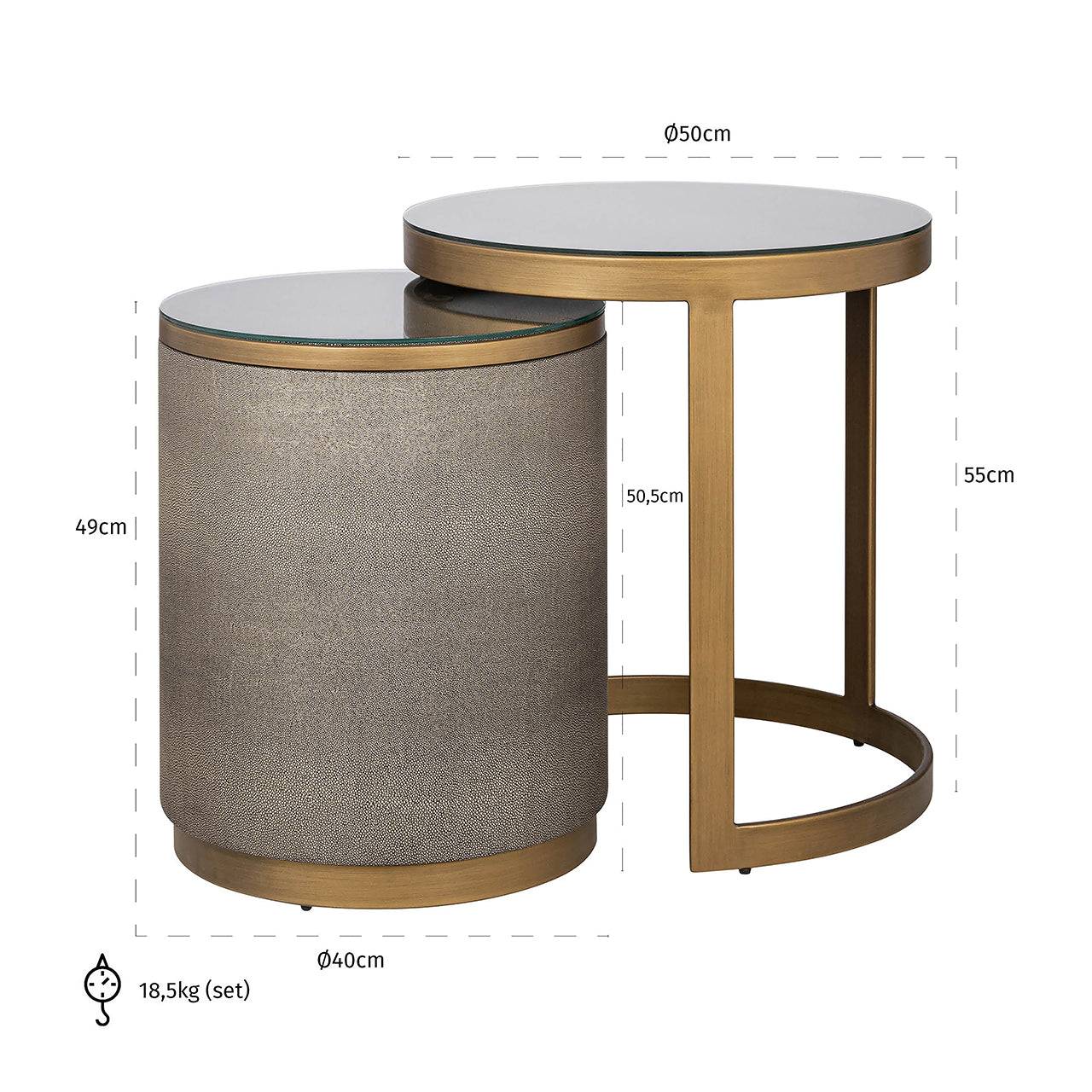 End table Bloomville set of 2 incl. glass (Gold)