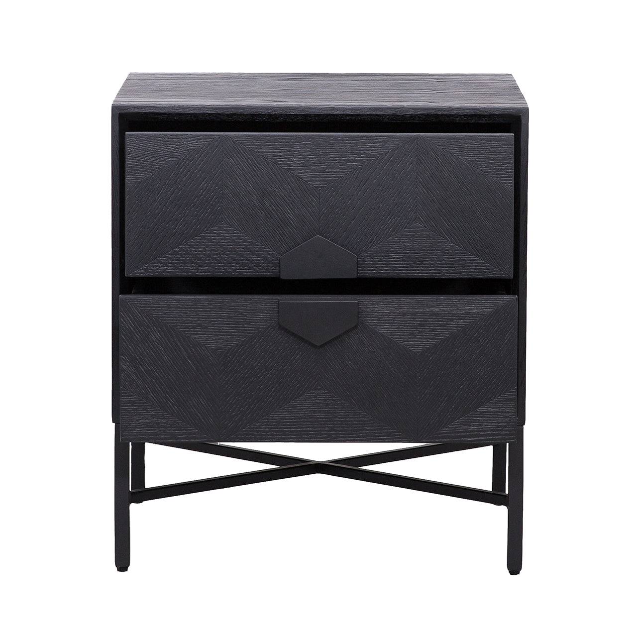 Nightstand Blax 2-drawers (Black)