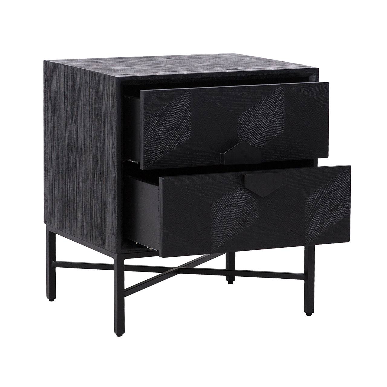 Nightstand Blax 2-drawers (Black)