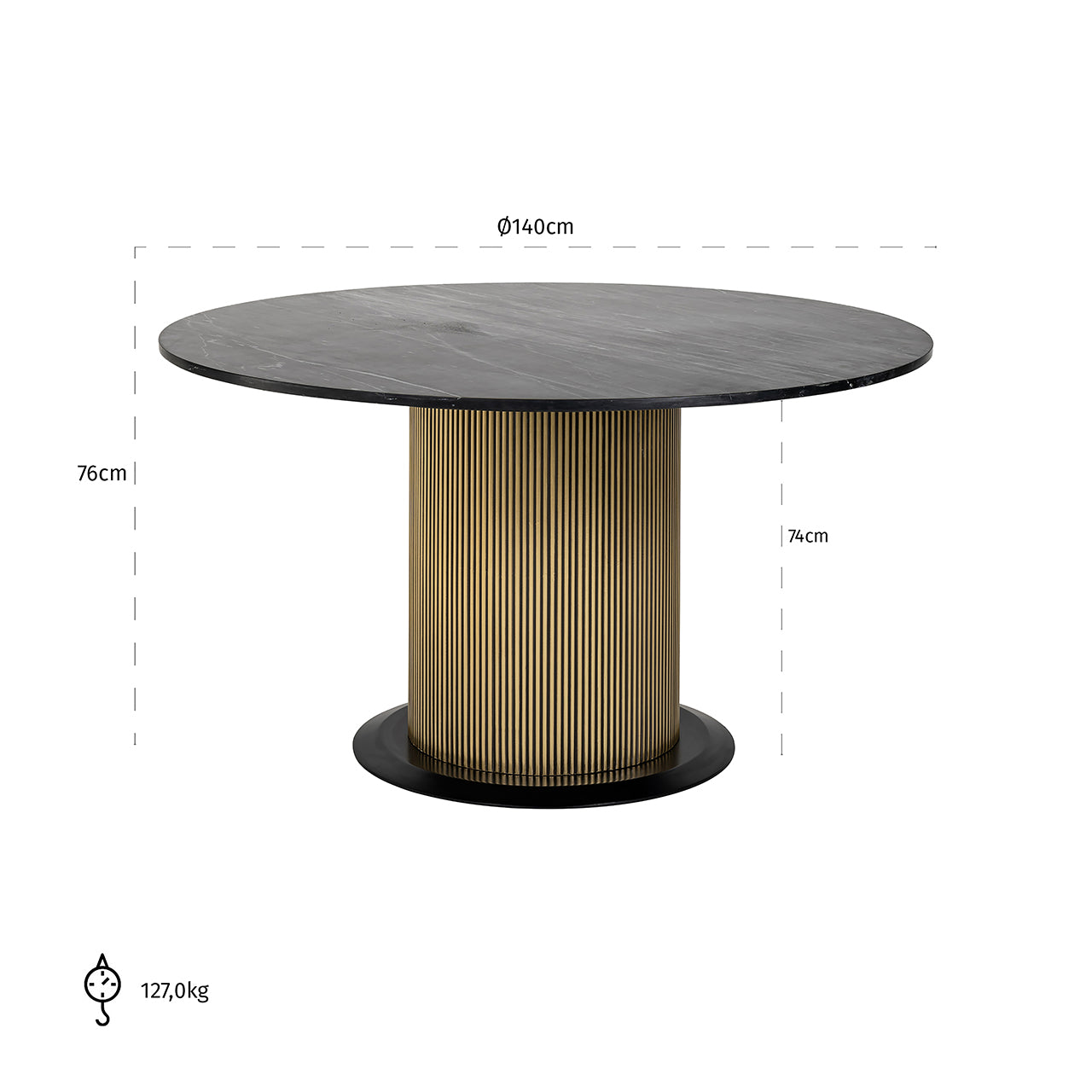 Dining table Ironville 140Ø (Black/gold)