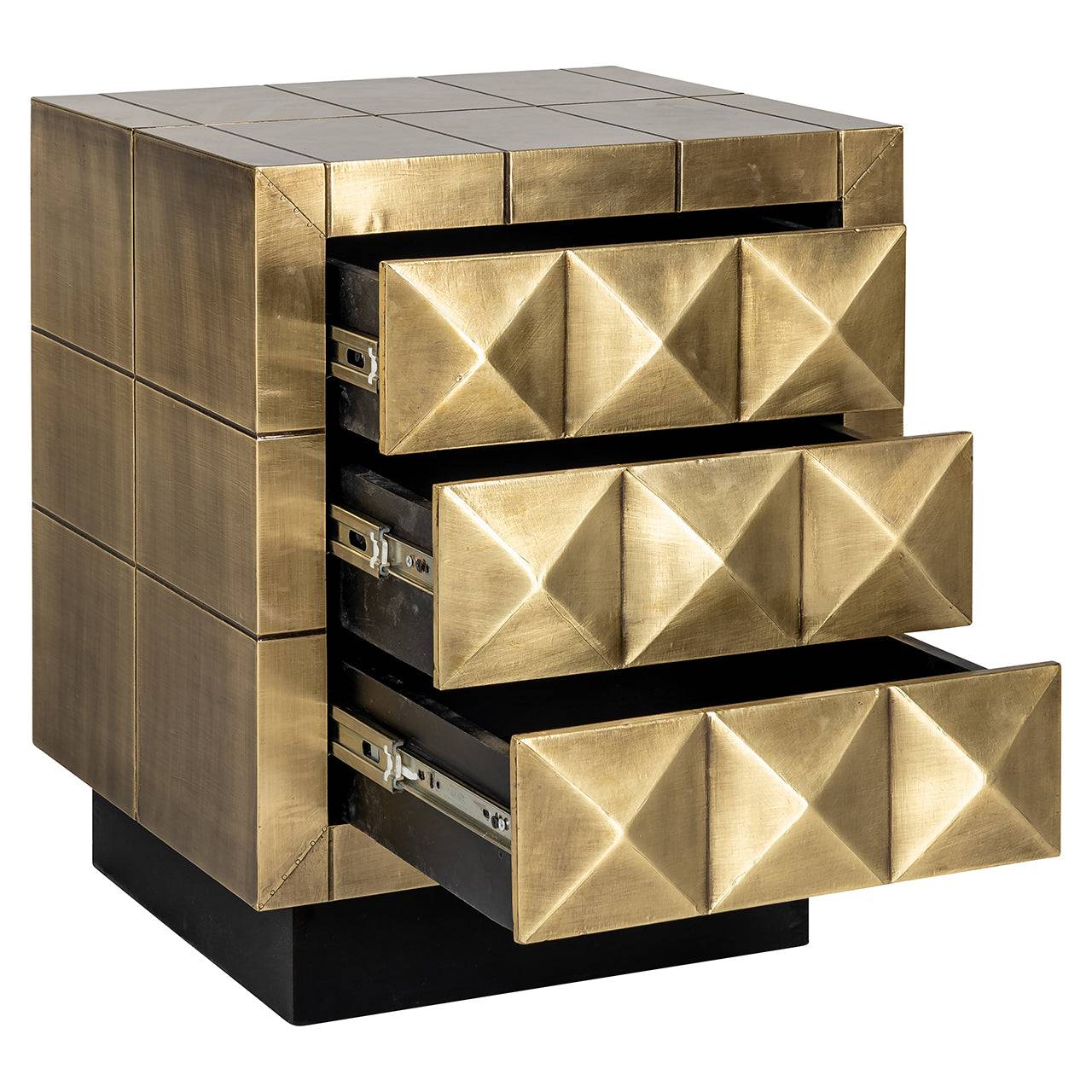 Nightstand Collada 3-drawers (Brushed Gold)