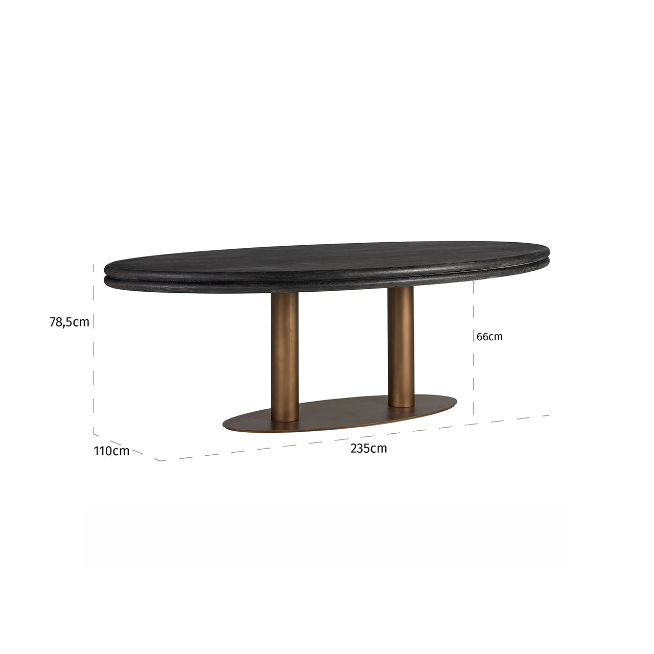 Dining table Macaron oval 235 (Black rustic)