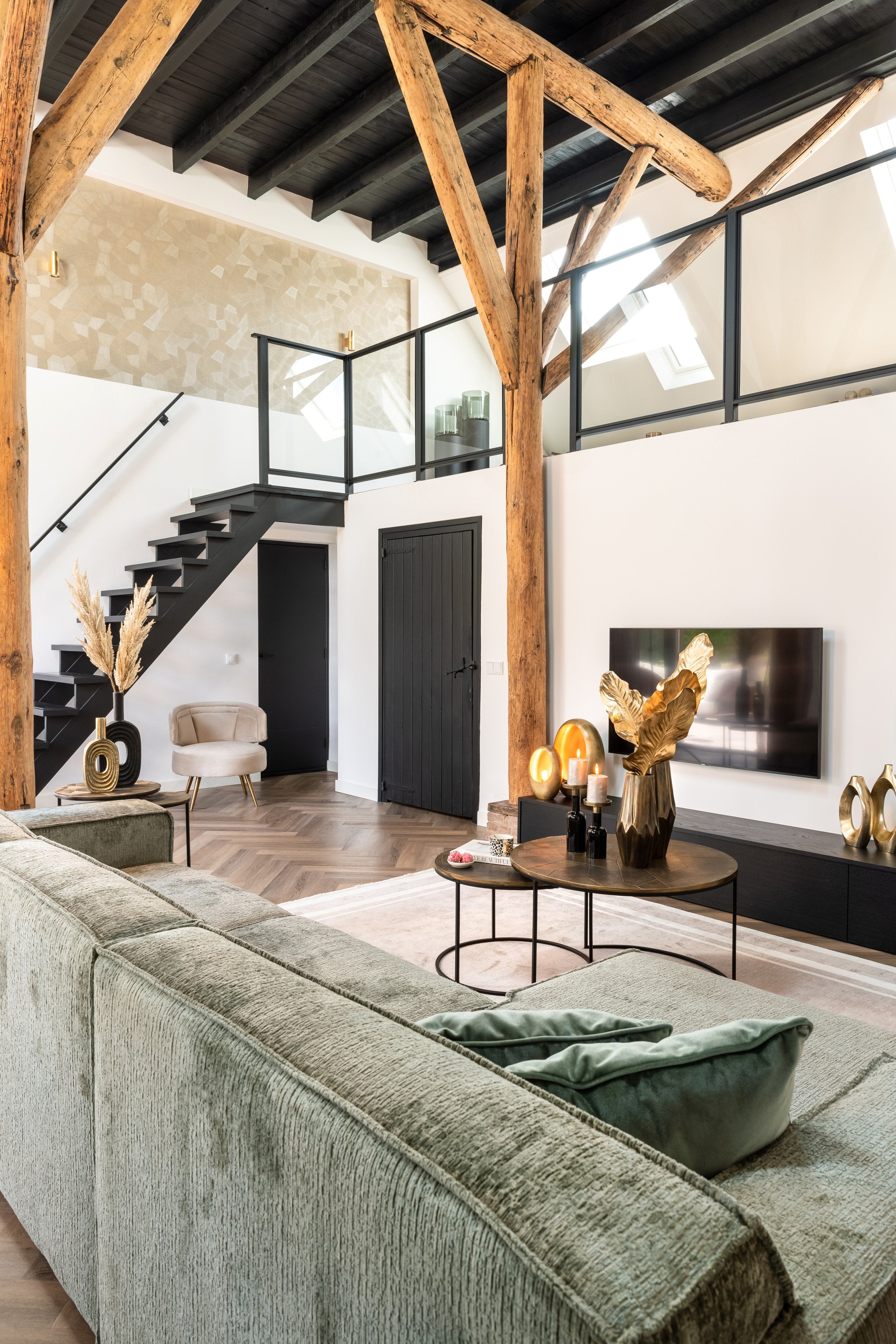 Coffee table Tulum brushed gold (Set of 2)