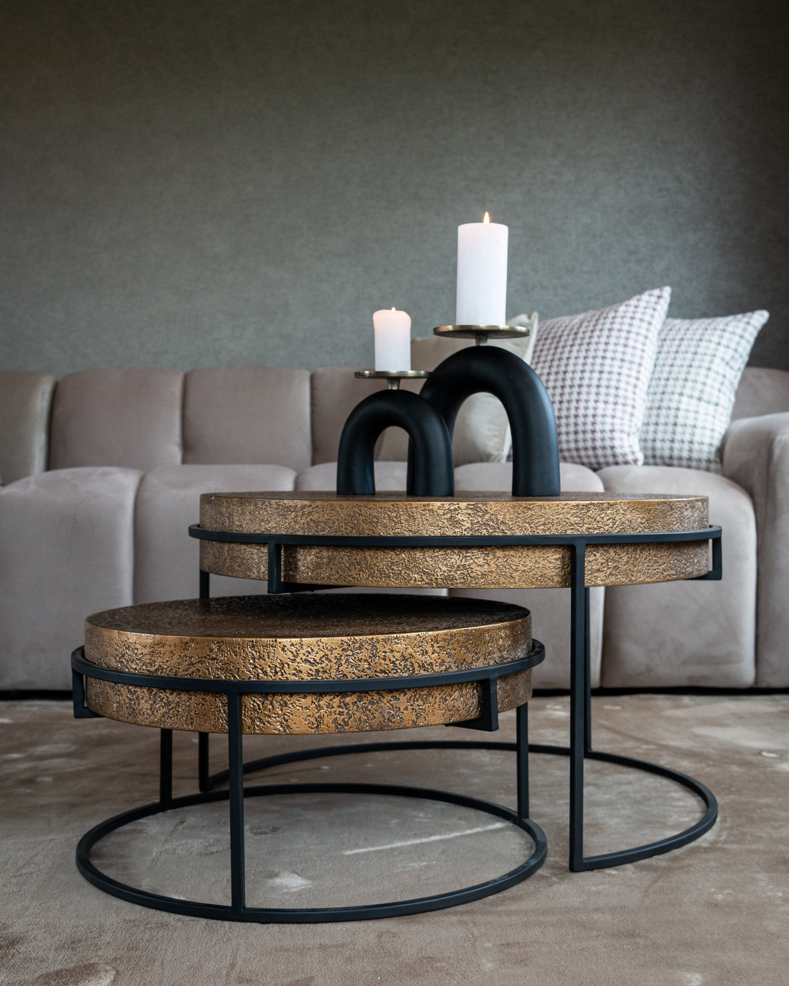 Coffee table Derby black/gold (Set of 2)