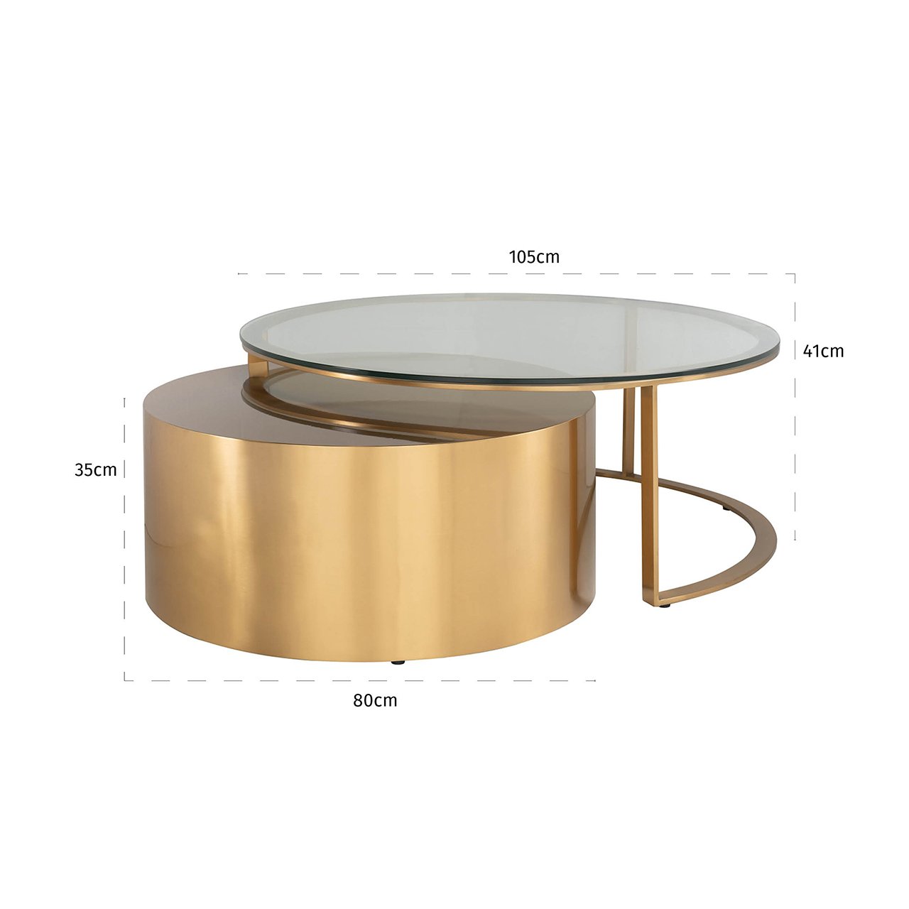 Coffee table Orlan gold (Set of 2)