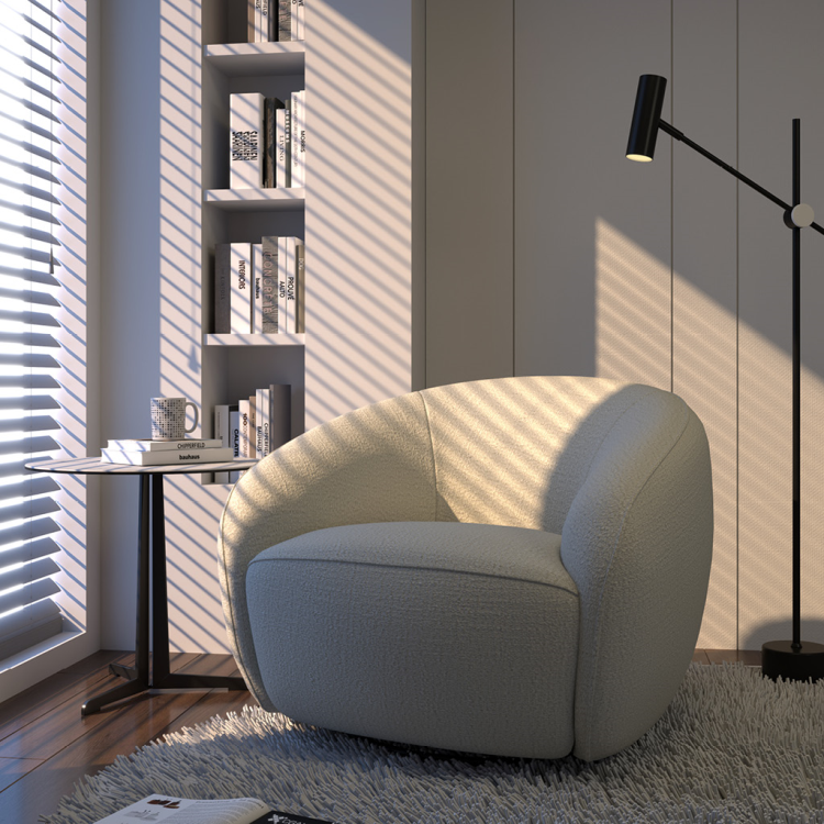 Armchair Rondo - Cream Fabric - Swivel Base | 88 × 94 × 71 cm