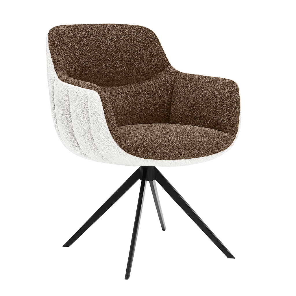 Chair - Ferrara White Bouclé + Brown Bouclé