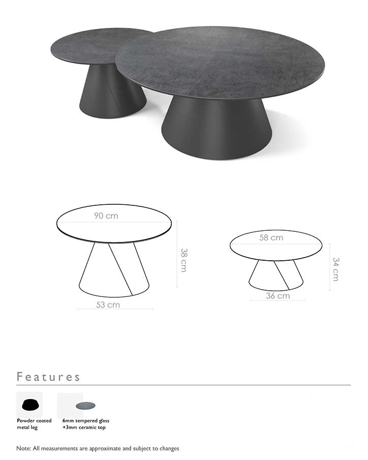 Coffee Table Iwaki – Ceramic Grey Ø58 cm