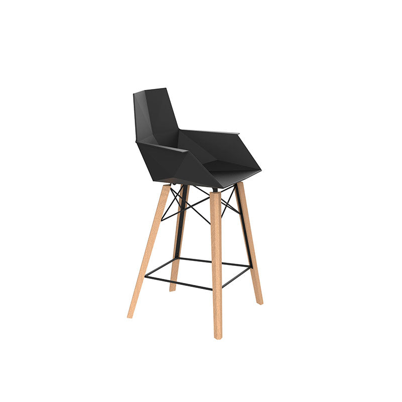 Faz - Wood Counter Stool With Arms