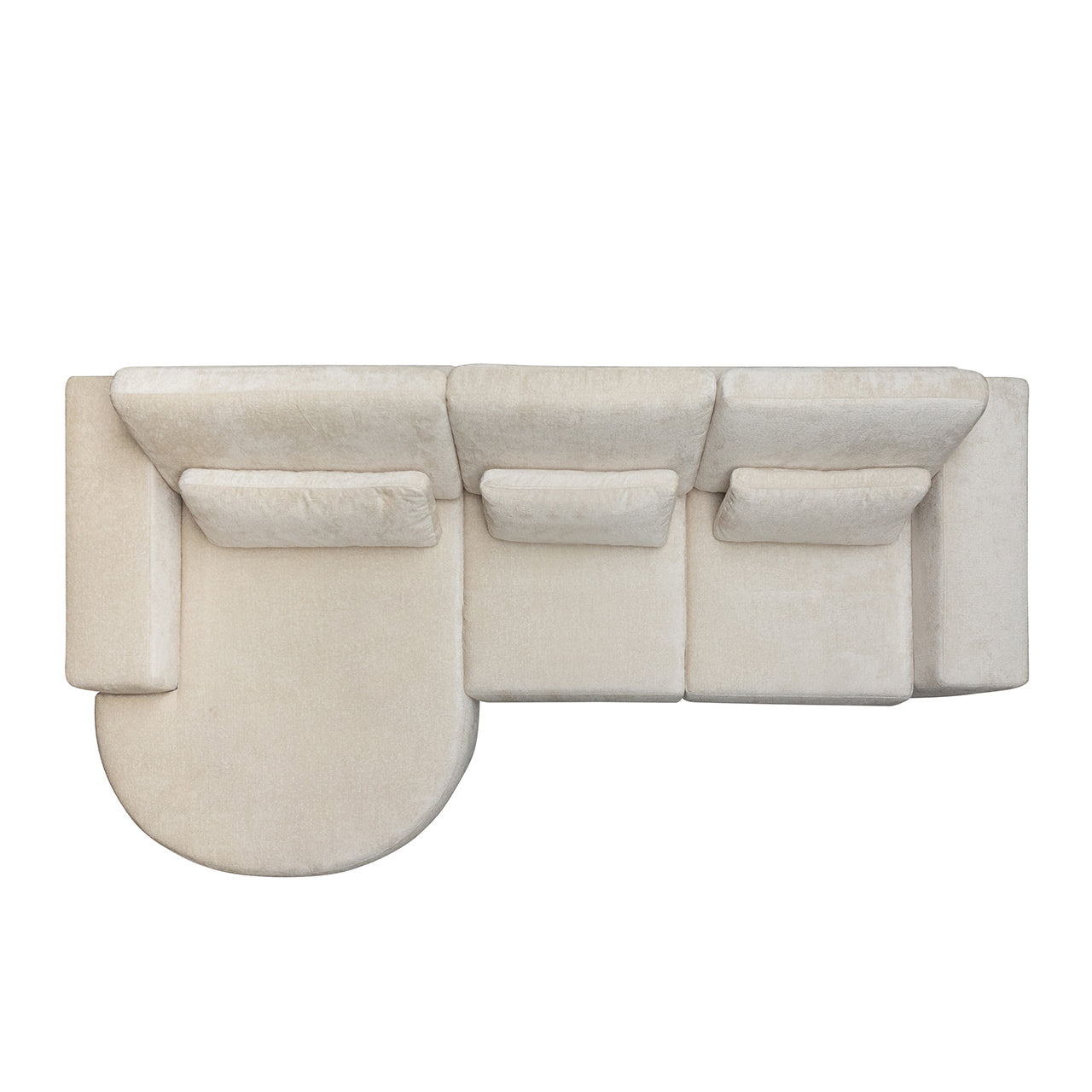 Sofa Felix lounge left round + 2,5 seats white chenille (Bergen 900 white chenille)