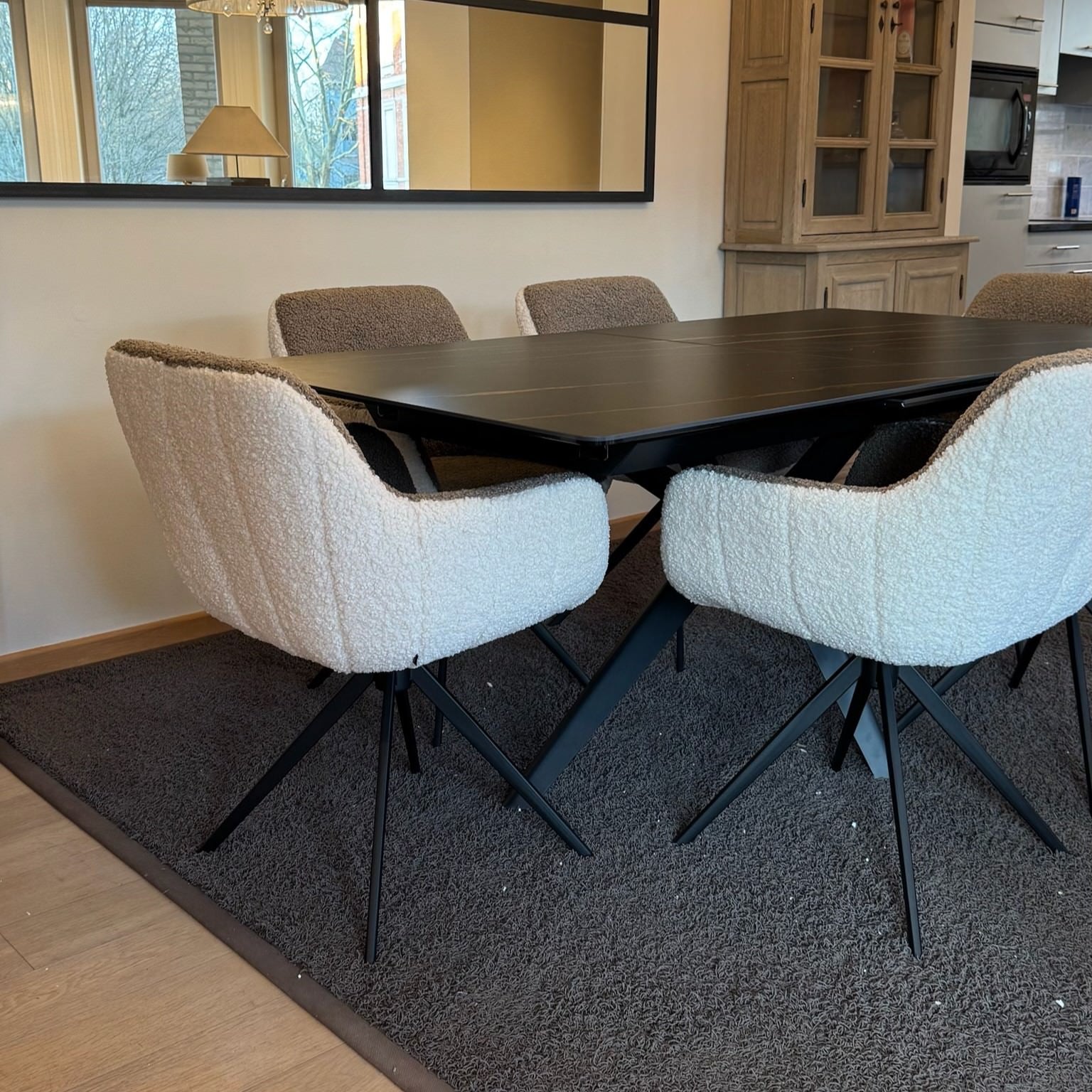 Chair - Ferrara White Bouclé + Brown Bouclé