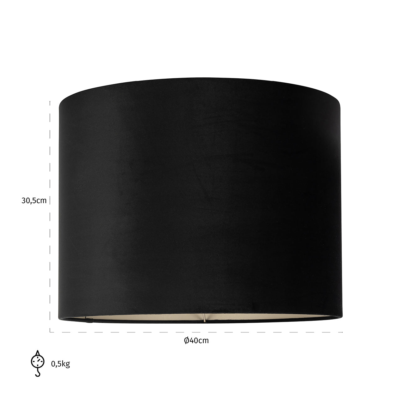 Lampshade Maddy black velvet cilinder 40Ø (Black)