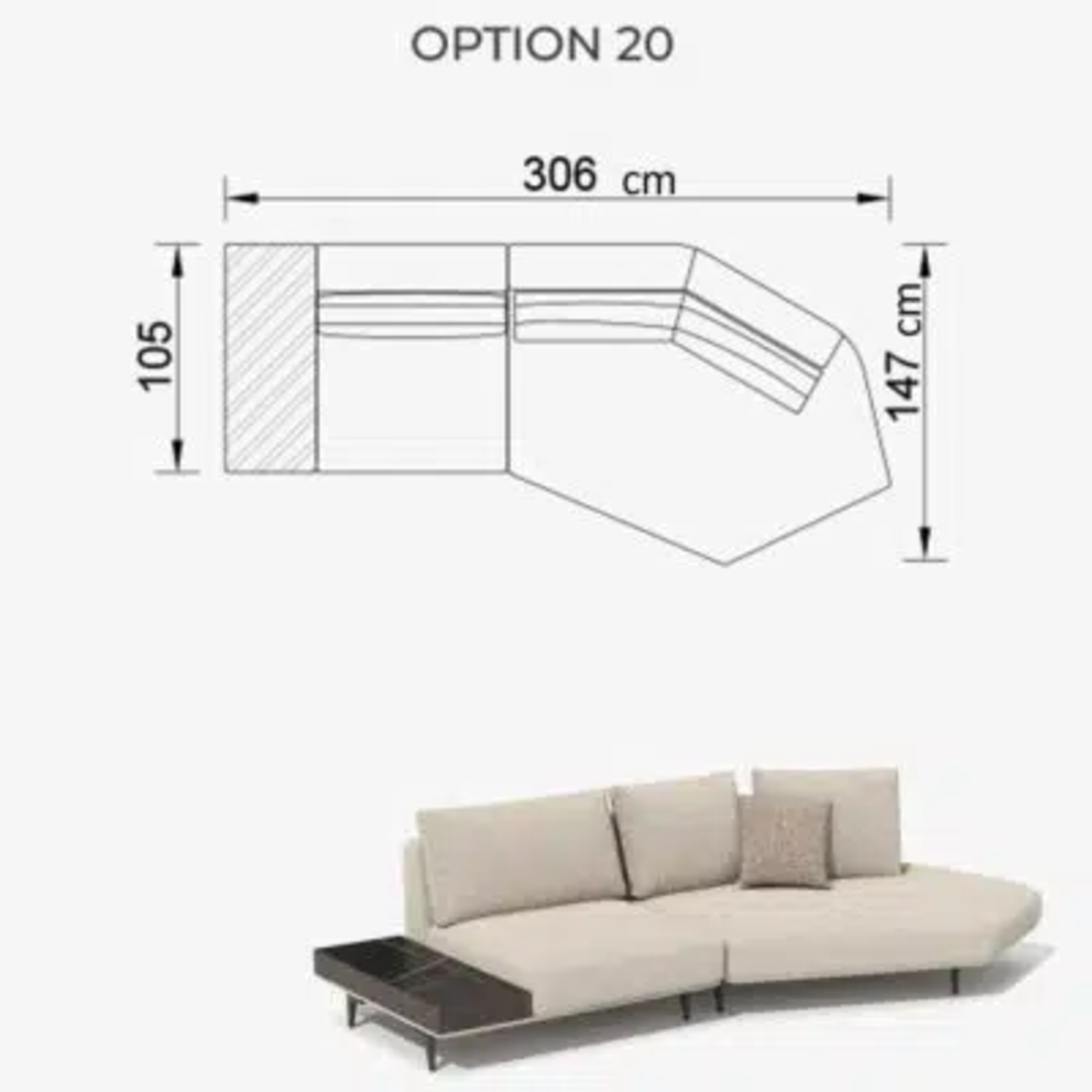 Sofa Love Off-White 306cm