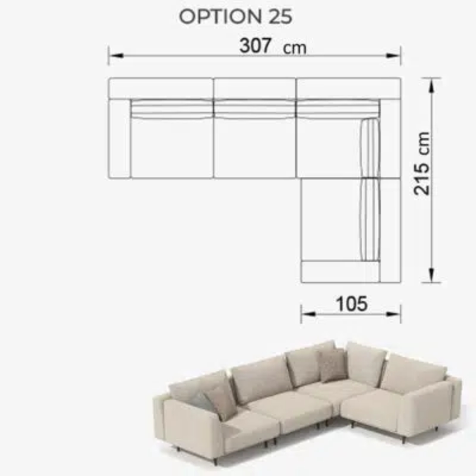 Sofa Love Off-White 307cm
