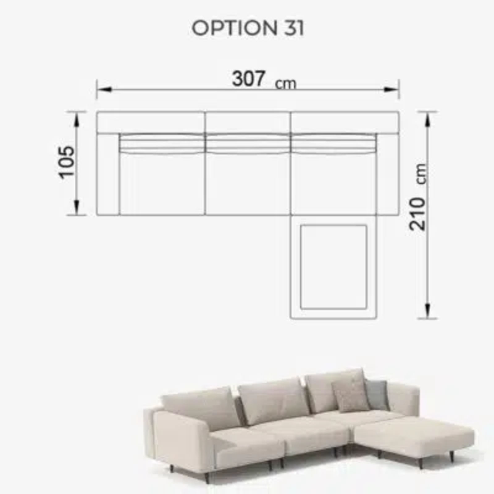 Sofa Love Off-White 307cm