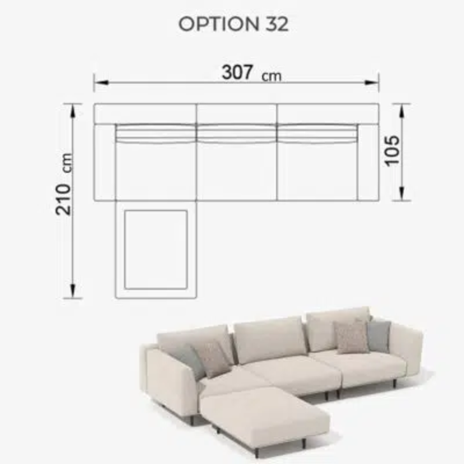 Sofa Love Off-White 307cm