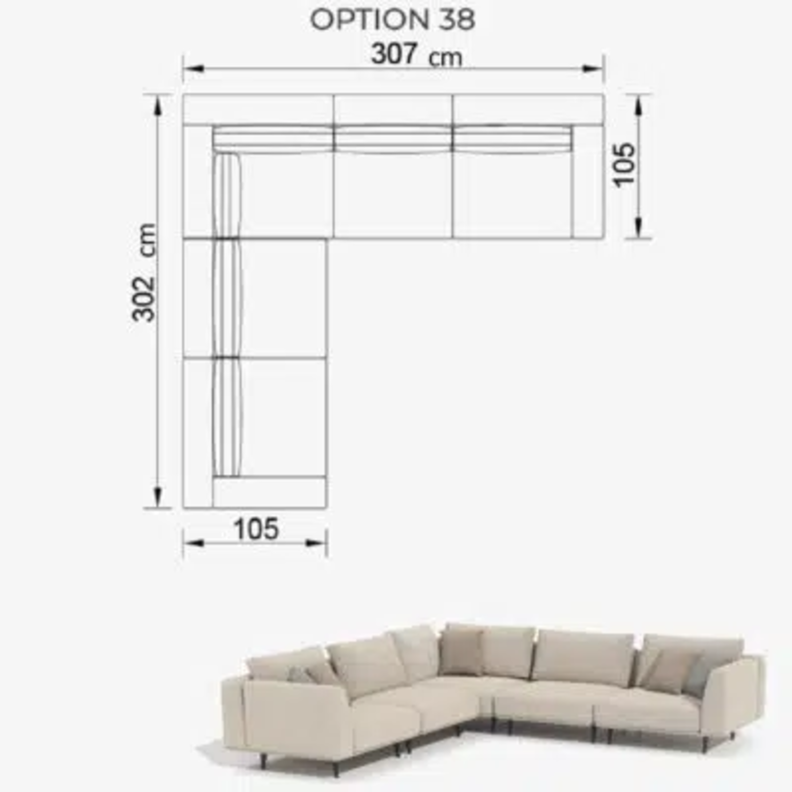 Sofa Love Off-White 307cm