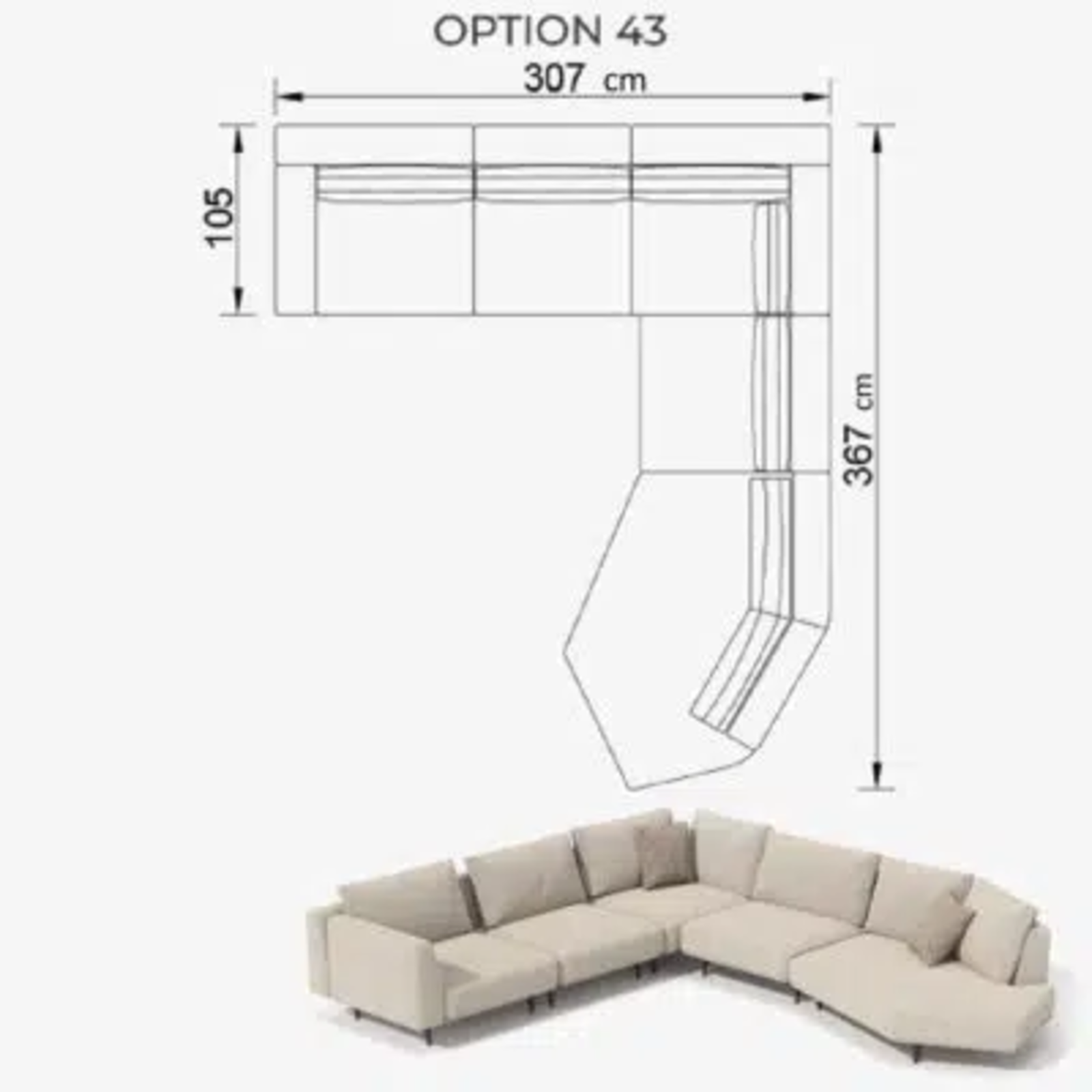 Sofa Love Off-White 307cm