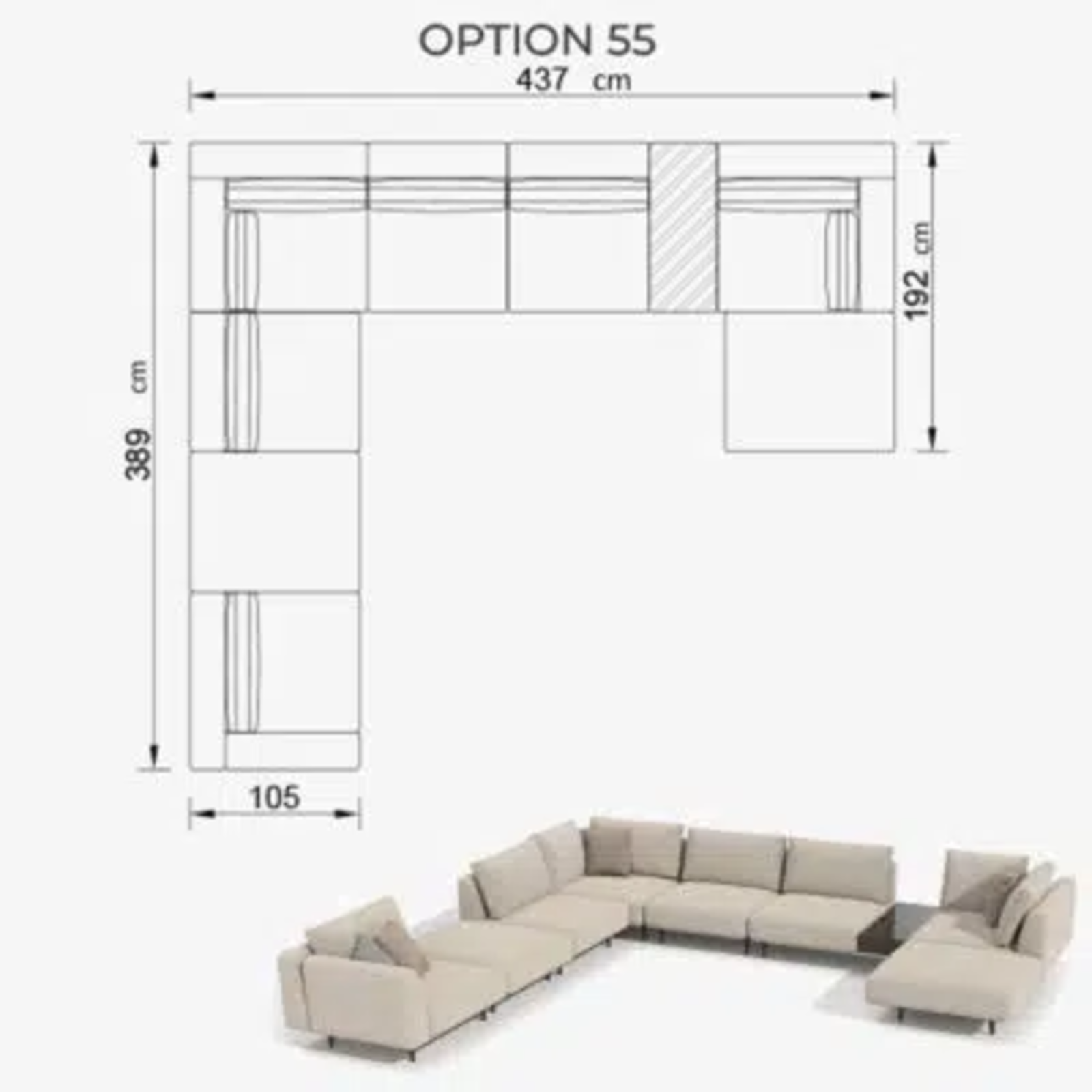 Sofa Love Off-White 437cm