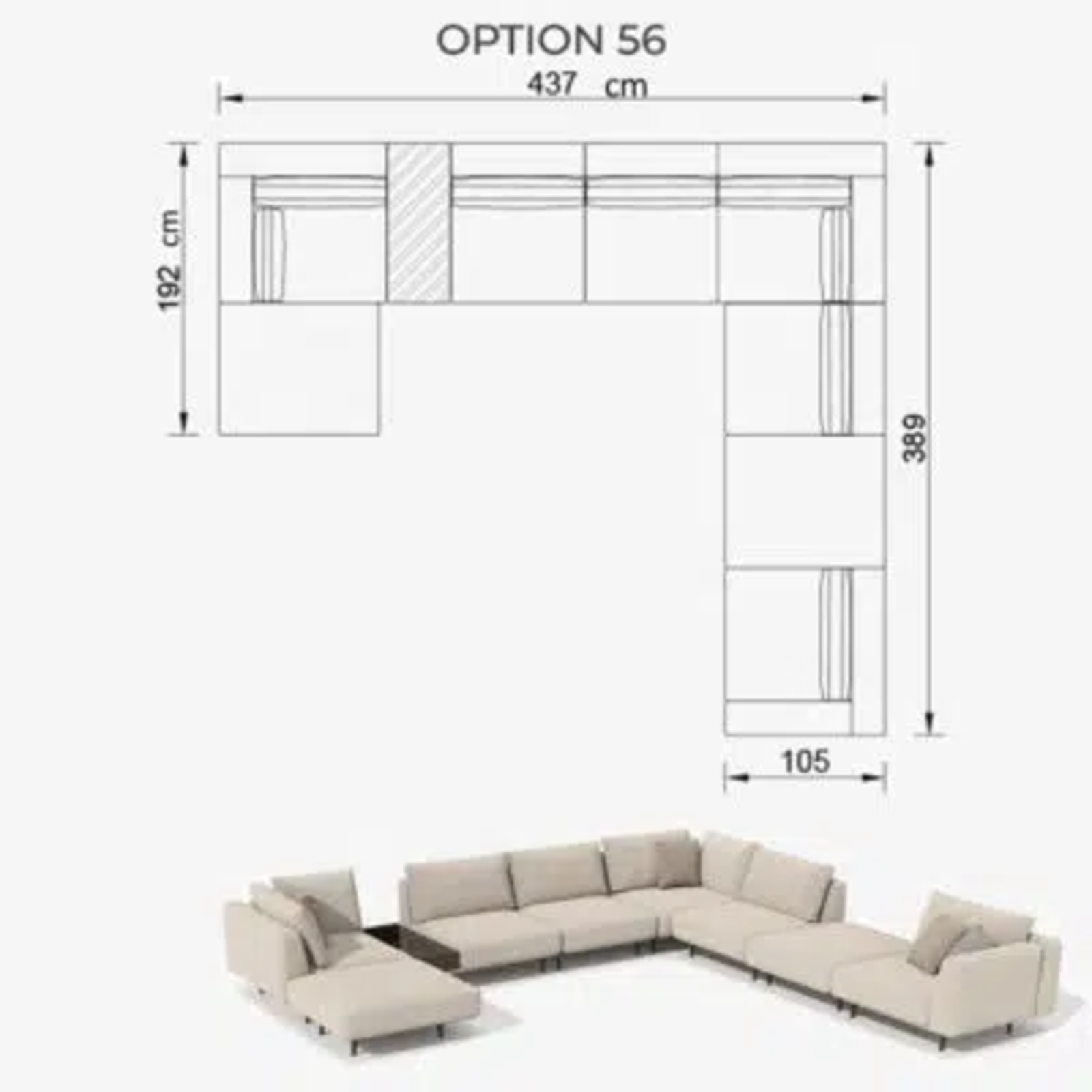 Sofa Love Off-White 437cm