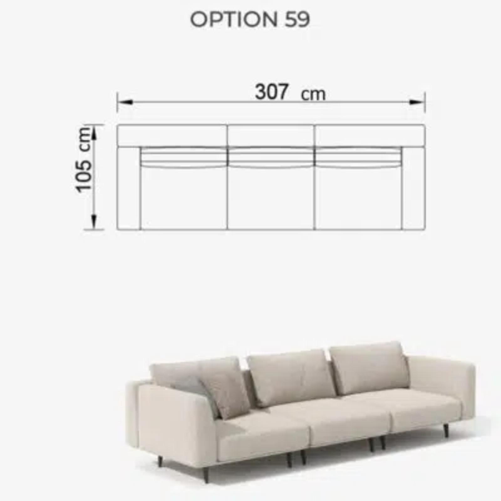 Sofa Love Off-White 307cm