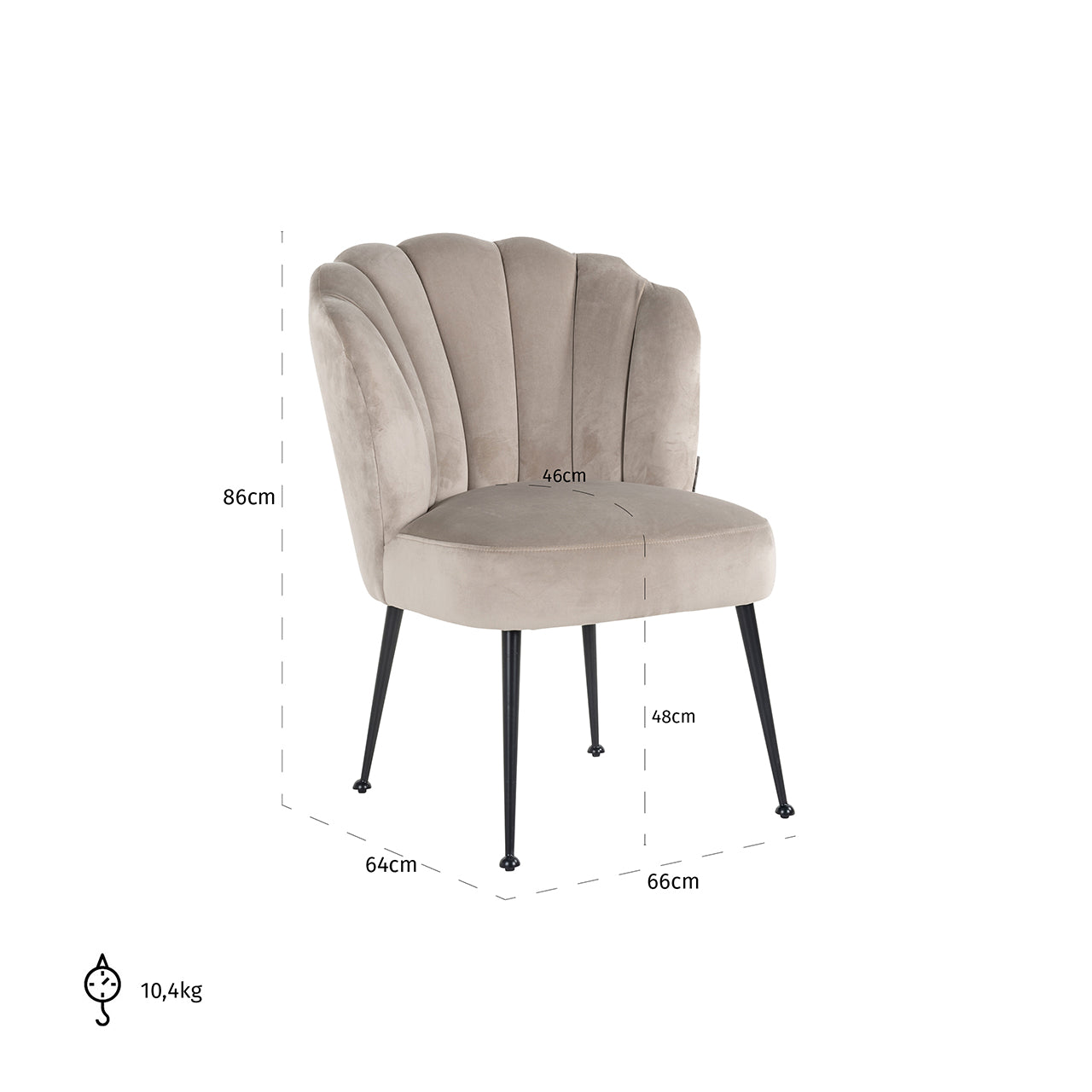 Chair Pippa - khaki velvet / black (Quartz Khaki 903)