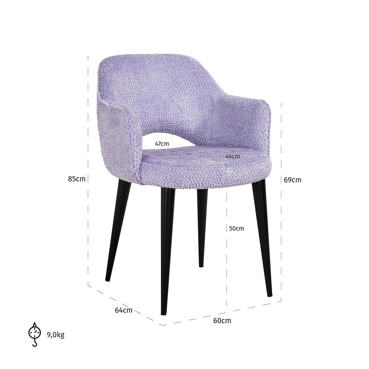 Chair Giovanna - lovely lavender (Be lovely 95 lavender)