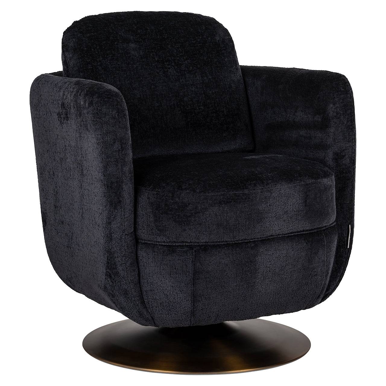 Swivel lounge chair Turner black chenille (Bergen 809 black chenille)
