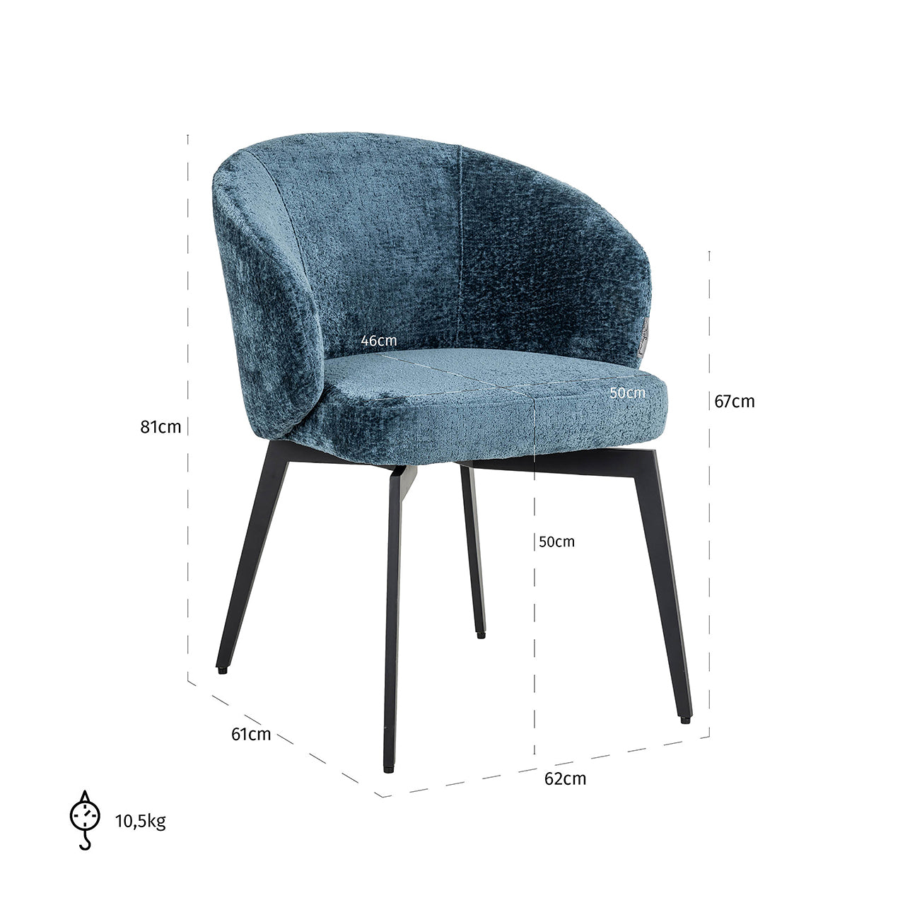 Chair Amphara - blue chenille fire retardant (Bergen 601 blue chenille)