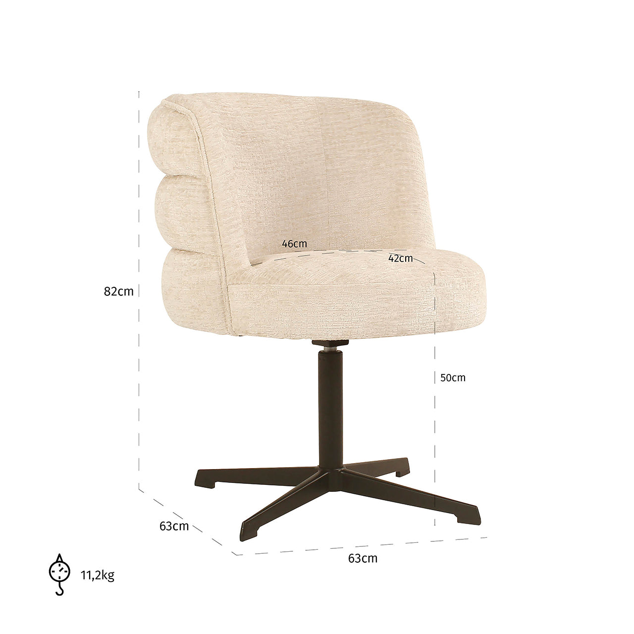 Swivel chair - Chadwick cream fusion (Fusion cream 02)