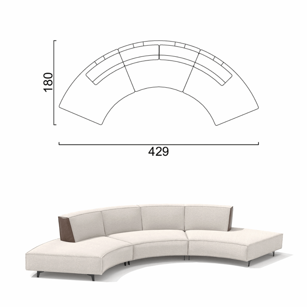 Sofa Cavalier - Light Beige 429x180cm