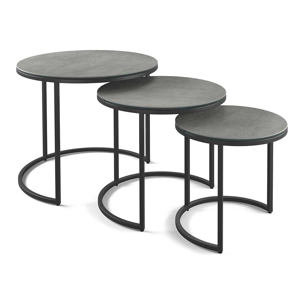 Senjo Coffee Table Set – Ø58/48/38 – Gray Ceramic