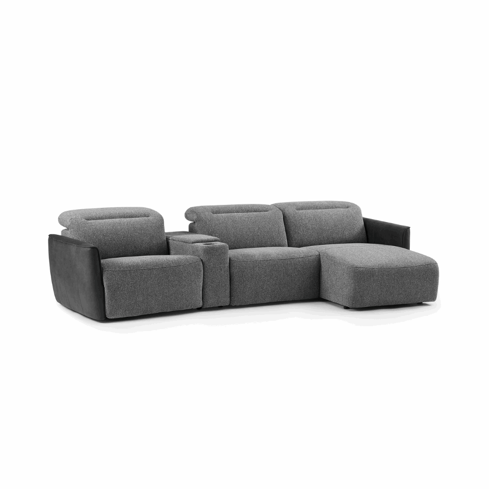 Sofa Valona - Dark Grey with Storage Console | 308 × 165 cm - Lounge Right