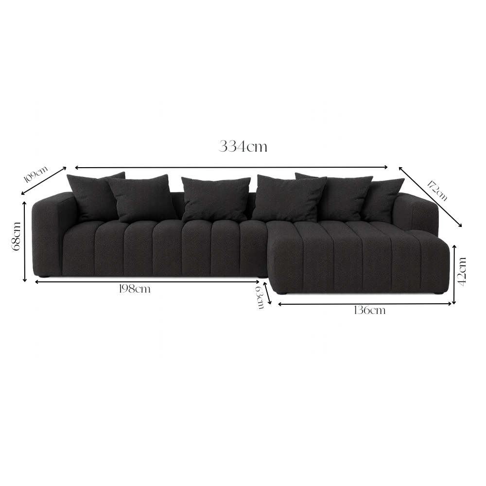 Sofa Marano - Oxford Black - 334 × 172 cm - Lounge Right