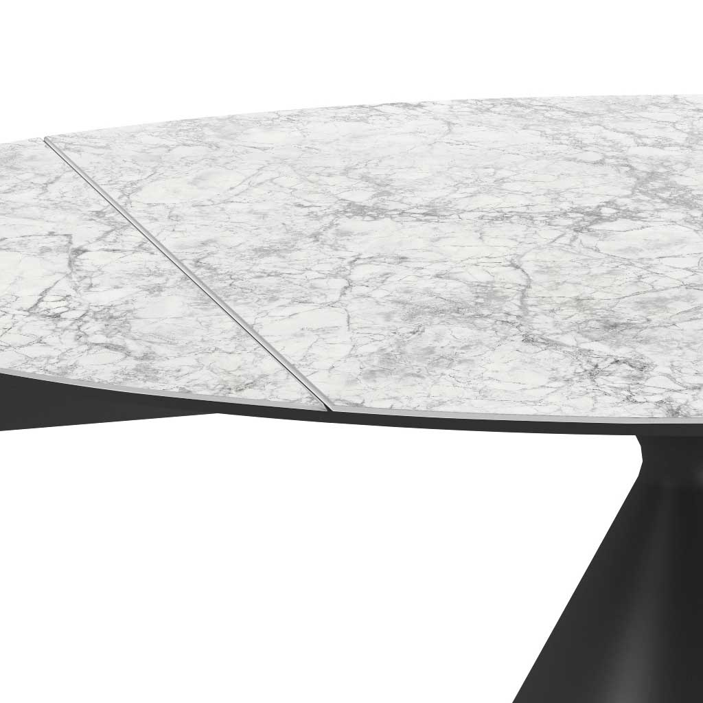 Dining Table Cassan – Ceramic White Ø90cm | Extendable Ø150cm