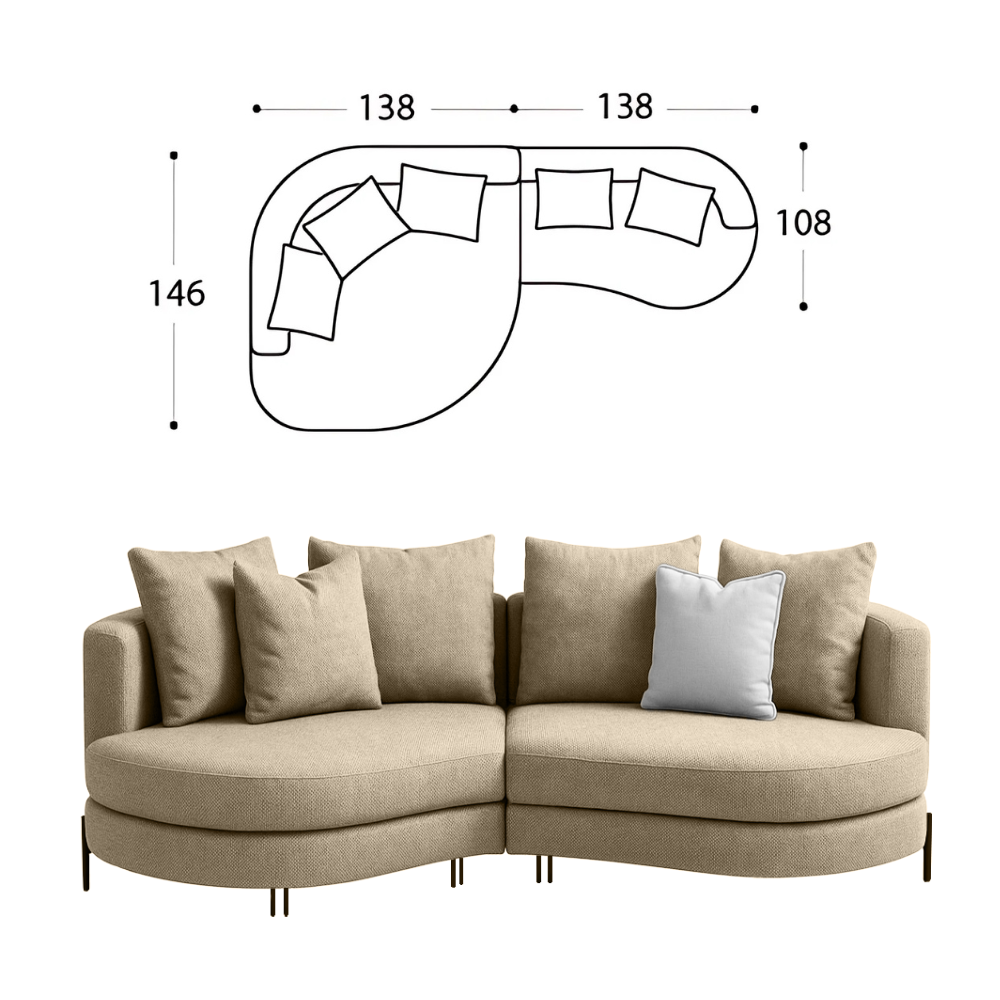 Sofa Yang - Taupe 276x146cm