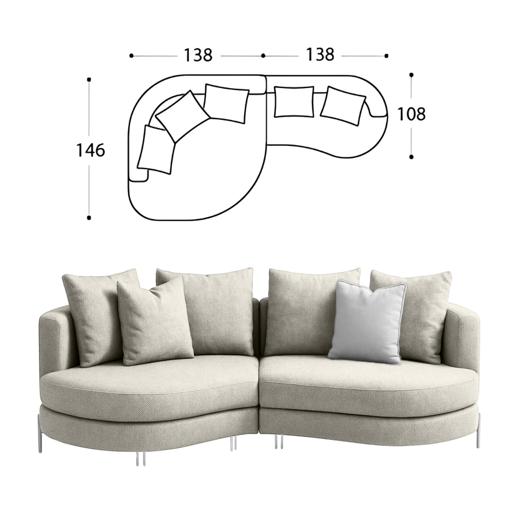 Sofa Yang - Silver 276x146cm
