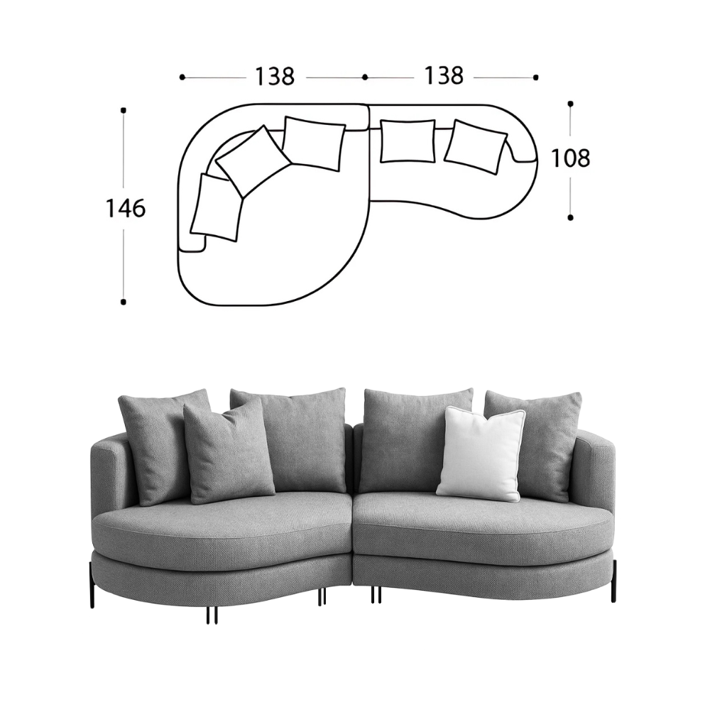 Sofa Yang - Light Gray 276x146cm