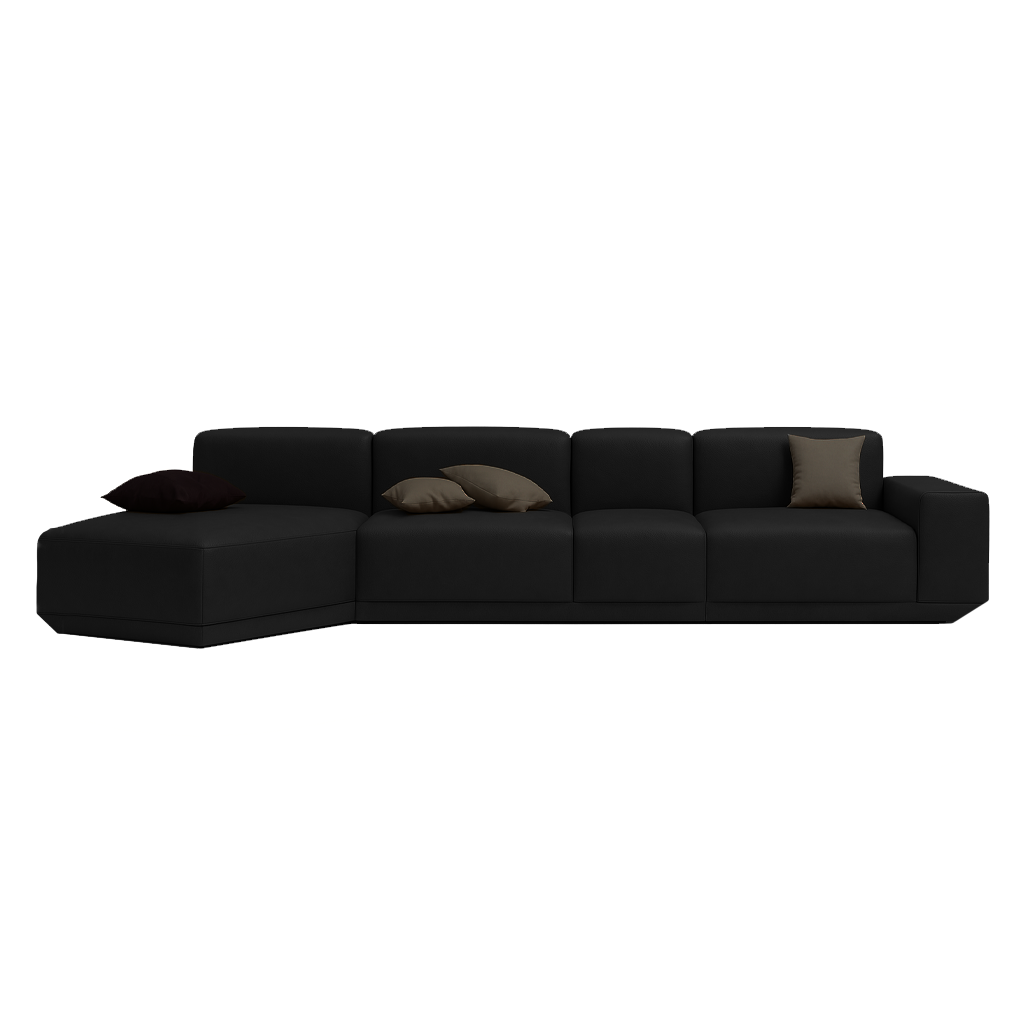 Sofa Cube Musa - Black Leather | 387x174cm