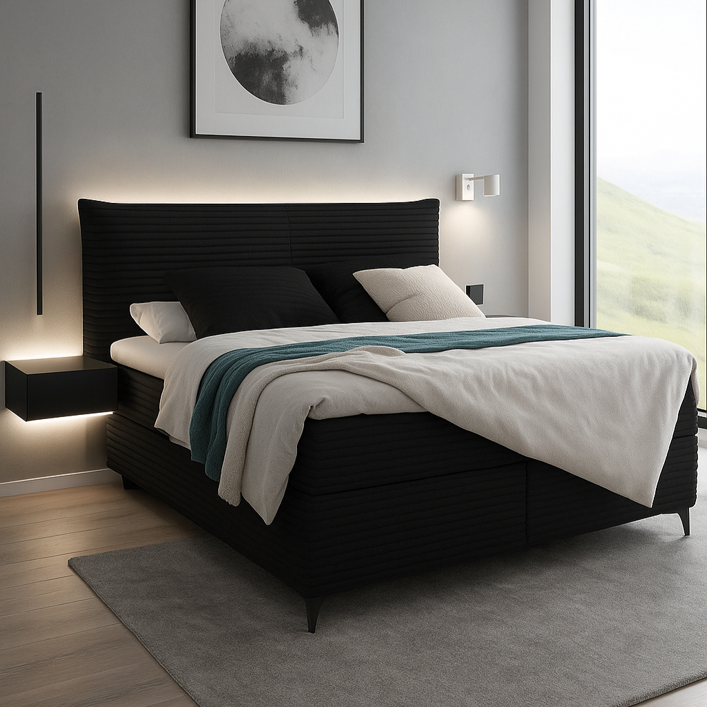 Boxspring Pasena - Black | Includes Base and Topper