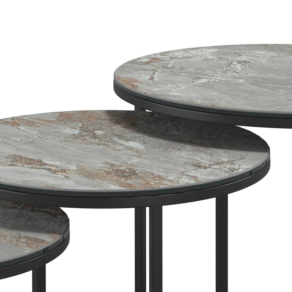 Senjo Coffee Table Set – Ø58/48/38 – Silver Ceramic